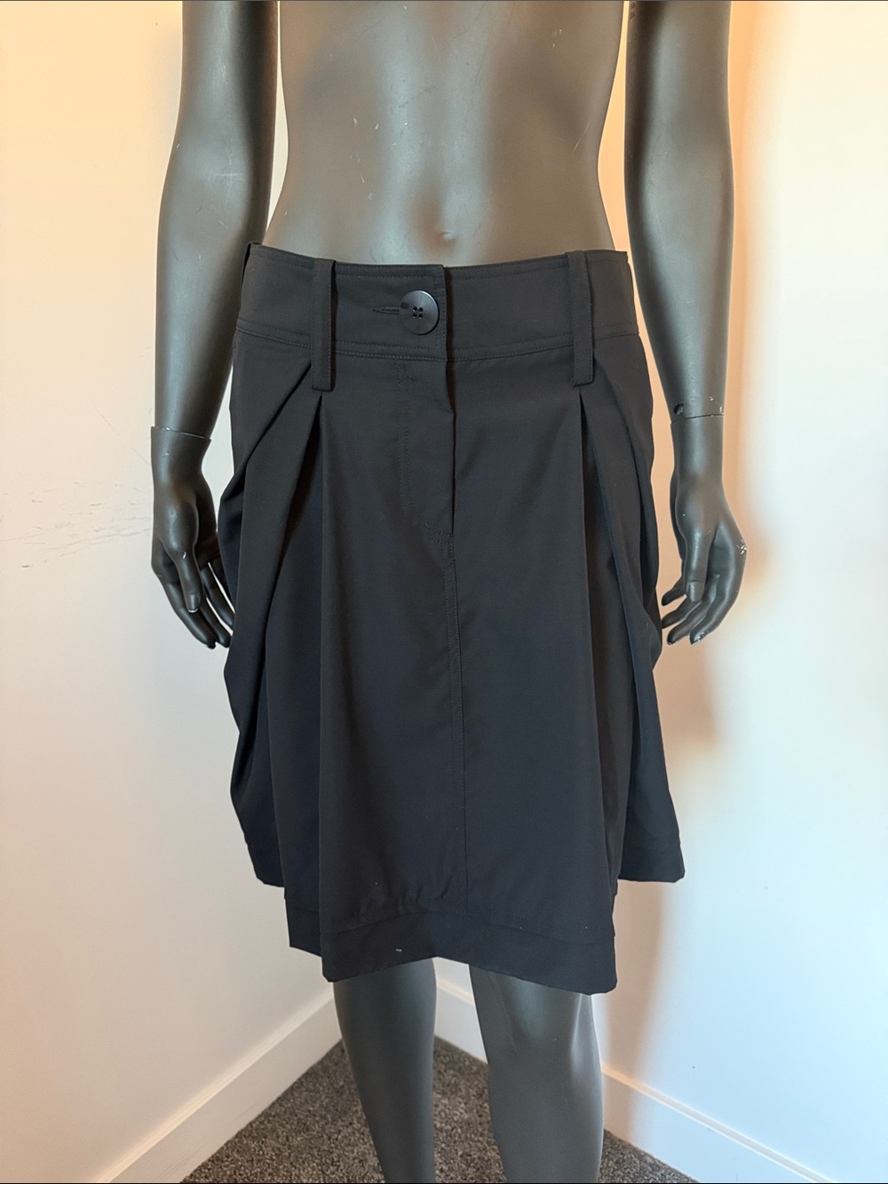 446. PHI 100% Virgin Wool Pleated Mini Skirt Black Size M